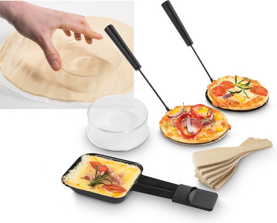 FRITEL Pizza-Raclette Grill PR 3195 - Tafelgrill / Minigrill / Raclette kookplaat - 1200W - 40x20cm - 8 Pers. + 8 Raclettepannetjes & Spatels — afbeelding 3