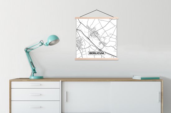 Porte-affiche avec affiche - Affiche scolaire - Berlicum - Carte - Plan de la ville - Carte - 90x90 cm - lattes vierges