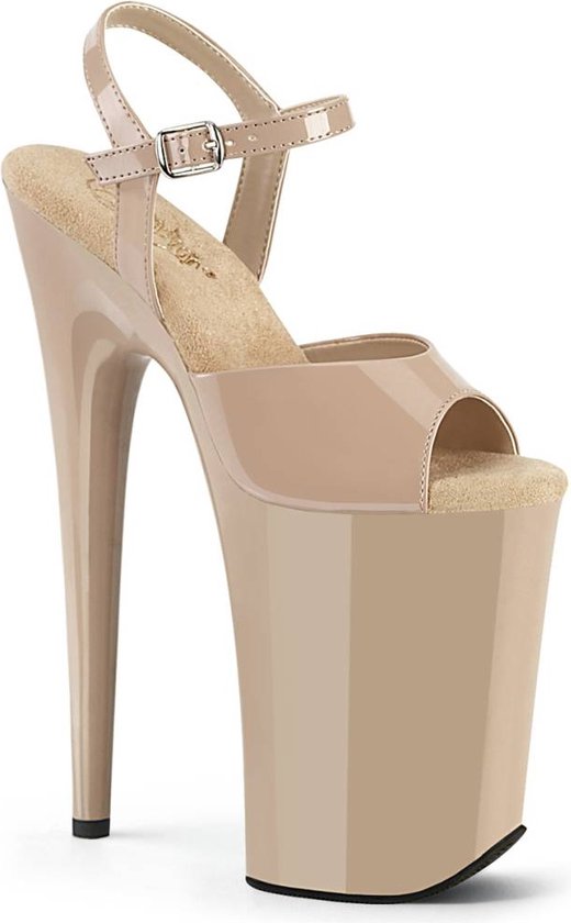 Pleaser Sandaal met enkelband, Paaldans schoenen -38 Shoes- INFINITY-909 US 8 beige