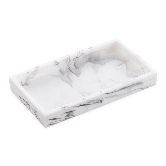Navaris sieradenbakje van wit kunsthars - 23,5 cm x 12,5 cm organiseerbakje - Decoratieve houder voor badkamer, kaptafel of bureau