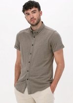 Dstrezzed Shirt Button Down S/s Melange Pique Heren - Vrijetijds blouse - Taupe - Maat S