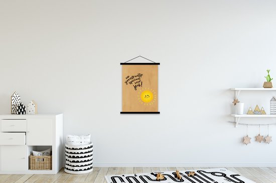 Porte-affiche avec affiche - Affiche scolaire - Bon rétablissement - Citations - Soleil - 60x80 cm - Lattes noires