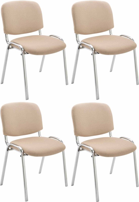 CLP Ken Set van 4 stoelen - Chroom - Stof creme