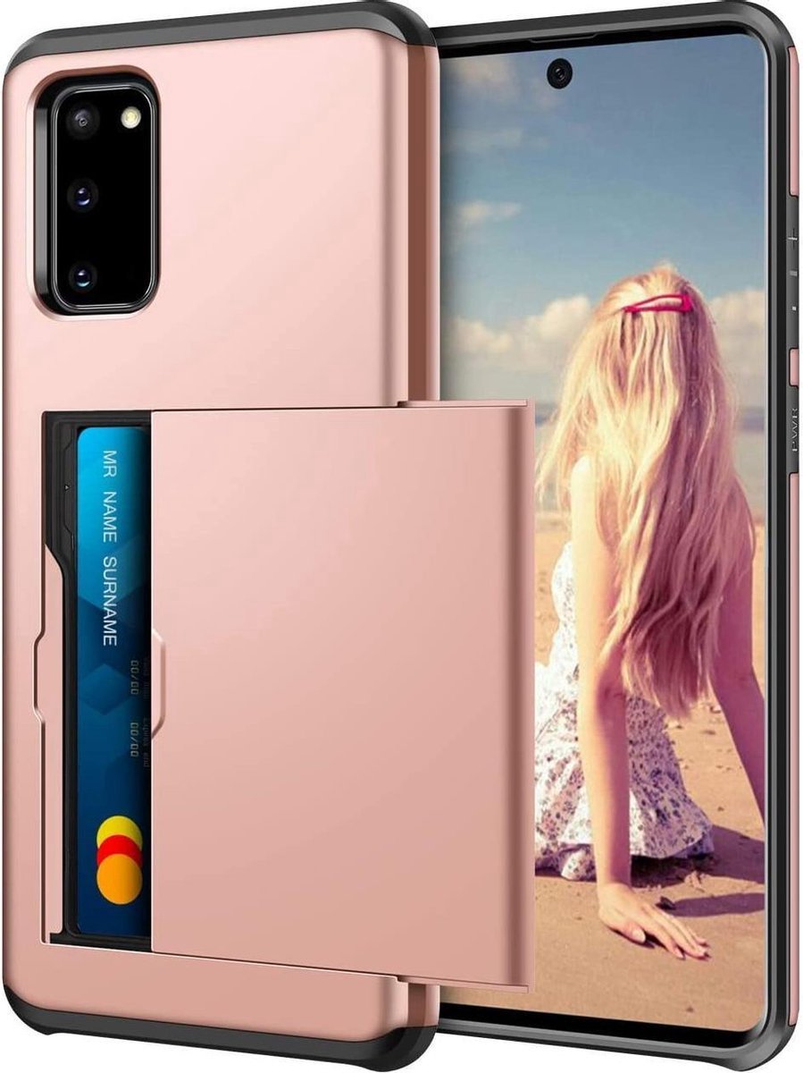 Backcover geschikt voor Samsung Galaxy S20 FE - Roze - Hard PC - Pasjeshouder