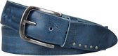 Fana Belts leren riem blauw - Extra brede riem 4.5cm - Stoere riem - Heren riemen leer - Taillemaat 115 - Riem studs