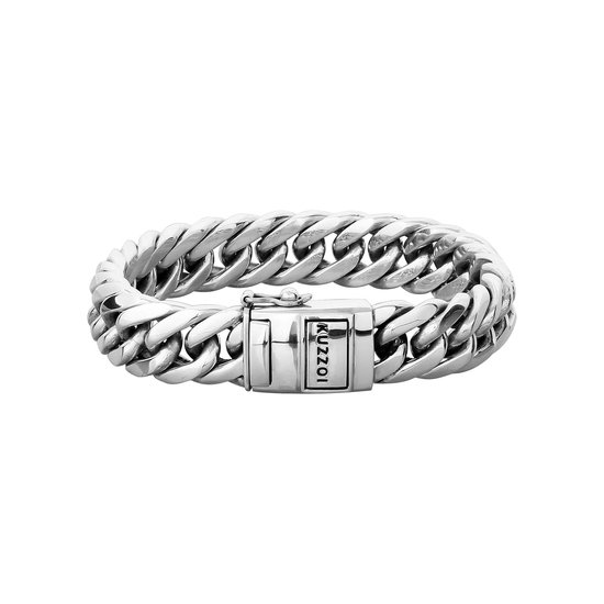 Kuzzoi Buddha zilveren armband voor heren, handgemaakte pantserarmband van massief 925 sterling zilver, gepolijst, breedte: 10 mm, gewicht: 66 gram, 335201, Eén maat, Sterling zilver, zonder steen