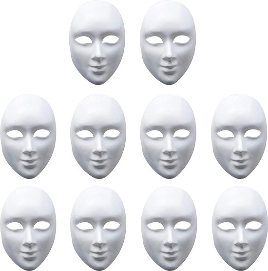 5. MATANA 10 Witte Kartonnen Maskers