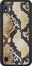 Casimoda® hoesje - Geschikt voor Samsung Galaxy A10 - Snake / Slangenprint bruin - Zwart TPU Backcover - Slangenprint - Bruin/beige