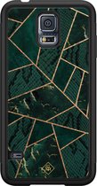 Casimoda® hoesje - Geschikt voor Samsung Galaxy S5 - Abstract Groen - Zwart TPU Backcover - Geometrisch patroon - Groen