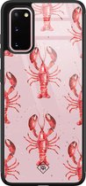 Casimoda® hoesje - Geschikt voor Samsung Galaxy S20 - Lobster All The Way - Luxe Hard Case Zwart - Backcover telefoonhoesje - Roze