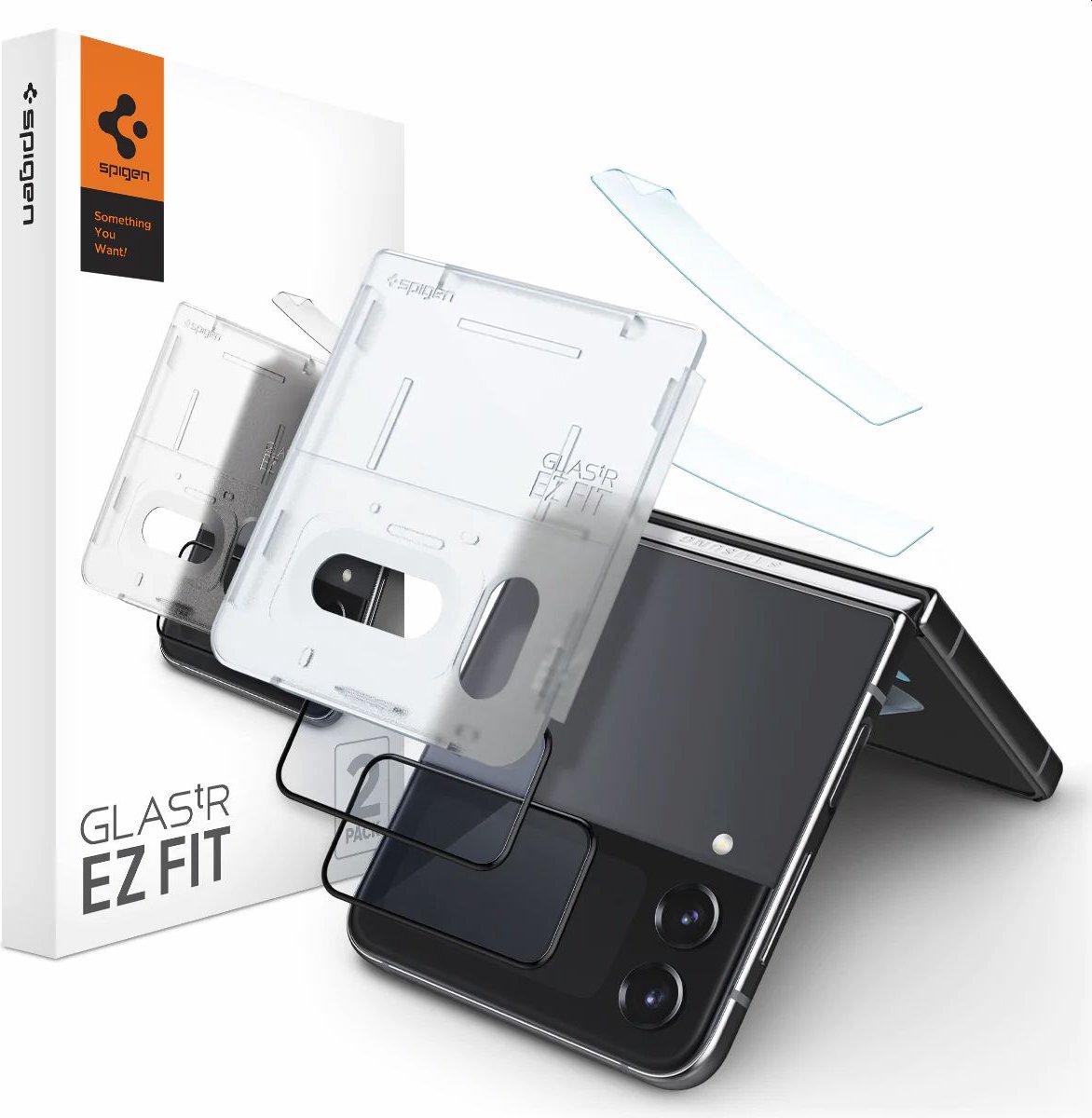Samsung Galaxy Z Flip 4 screenprotector met Montage frame - 2x Scharnier Screen Protector - Spigen