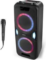 MEDION Enceinte - P61468 - Radio PLL-FM - Bluetooth 5.0 - LED - X-Bass - microphone inclus - 2 x 22 W RMS - Noir