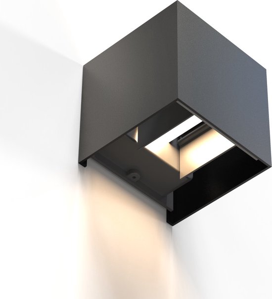 Foto: Hama wi fi led wandlamp voor binnen en buiten ip44 350lm 2700k 6500k kleurtemperatuur hama smart solution app en spraakbesturing geschikt voor apple home alexa google assistent zwart