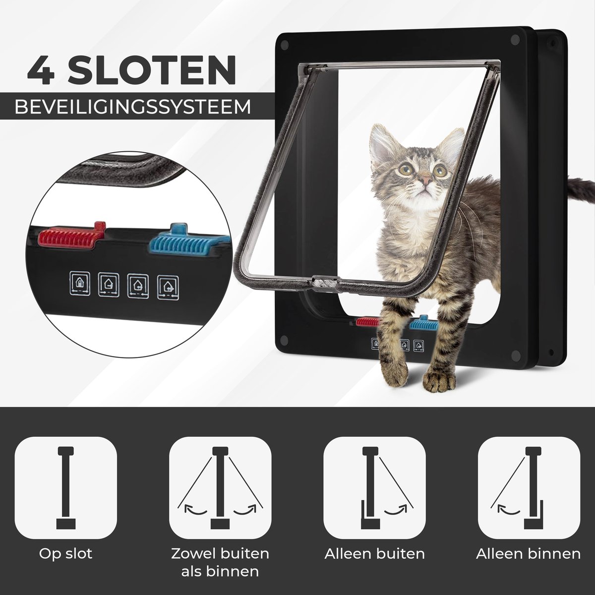 Lunspets – Kattenluik met Tunnel en Magnetische Sluiting – 19x20x5.5 cm - Waterdicht - Zwart thumbnail 4