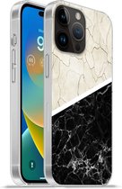 Geschikt voorApple Iphone 14 Pro - Softcase hoesje - Marmer print - Patronen - Luxe - Siliconen Telefoonhoesje