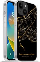Geschikt voorApple Iphone 14 - Softcase hoesje - Capelle aan den IJssel - Kaart - Gold - Siliconen Telefoonhoesje