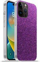 Geschikt voorApple Iphone 14 Pro Max hoesje - Glitter - Roze - Design - Abstract - Siliconen Telefoonhoesje