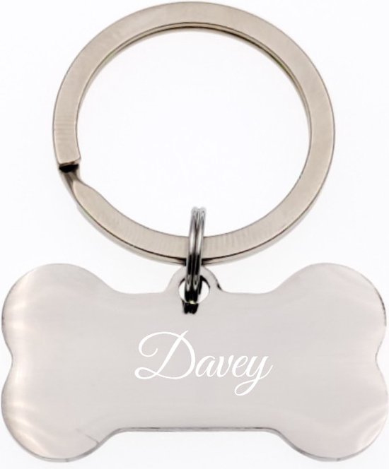 Porte-clés Os de Chien - Avec Gravure de Nom - Davey