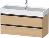 Duravit Ketho 2 wastafelonderbouwkast met 2 laden voor enkele wastafel 118.4x46x54.9cm met grepen antraciet natuur eiken mat