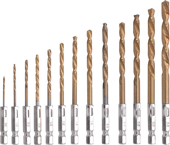 13-delig HSS-TiN metaalborenset – Titanium coating - Spiraalboor set