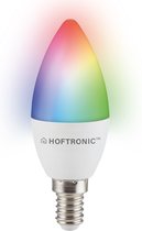 Hoftronic Smart - E14 smart lamp - LED - Besturing via app - WiFi - Bluetooth - Dimbaar - Slimme verlichting - C37 - 5.5 Watt - 470 lumen - 230V - 2700-6000K - RGBWW - 16.5 miljoen kleuren - Kleine fitting - Compatibel met alle smart assistenten