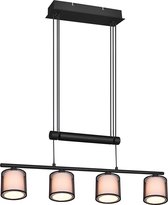 LED Hanglamp - Hangverlichting - Torna Bidon - E27 Fitting - 4-lichts - Rechthoek - Mat Zwart - Aluminium