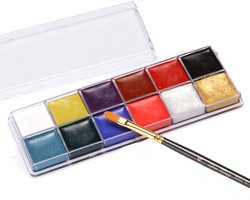 Bodypaint Kit 12 Delig - 100 ml - Oliebasis - Zonder Schadelijke Chemicaliën - Bodyart Make-Up