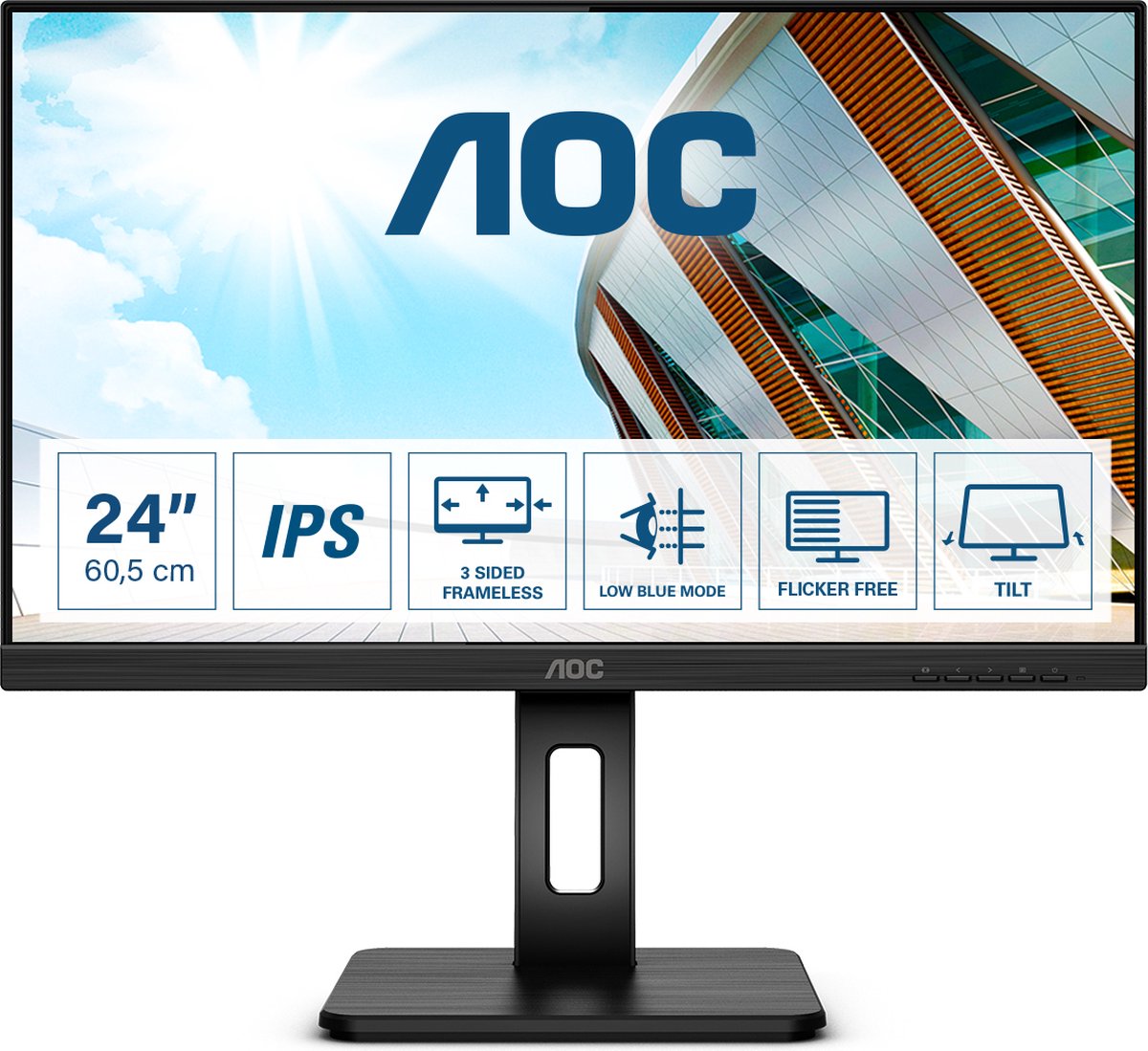 Screen size (inch) 23.8, Panel resolution 1920x1080, Refresh rate 75 Hz, Panel type IPS, HDMI HDMI 1.4 x 1, Display Port DisplayPort 1.2 x 1, D-SUB (VGA), DVI, Sync technology (VRR) Adaptive Sync