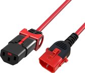 ACT Netsnoer C13 - C14 Dual IEC LOCK rood 0,5 m