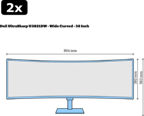 2x Dell UltraSharp U3821DW - WQHD Ultrawide IPS Monitor - 38 inch | bol.com