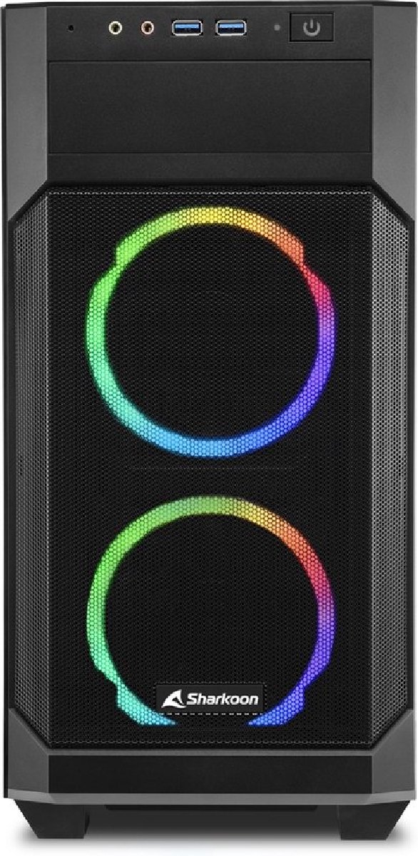 Case PC Sharkoon V1000 RGB Micro ATX – Con 3 Ventole RGB Preinstallate, Pannello In Vetro Temperato