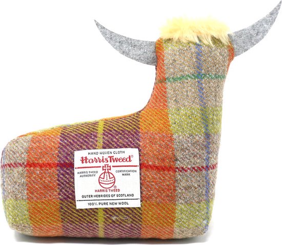 Deurstopper Schotse Hooglander Purple/orange - Harris Tweed - Handgemaakt - Caroline Wolfe Murray Scotland
