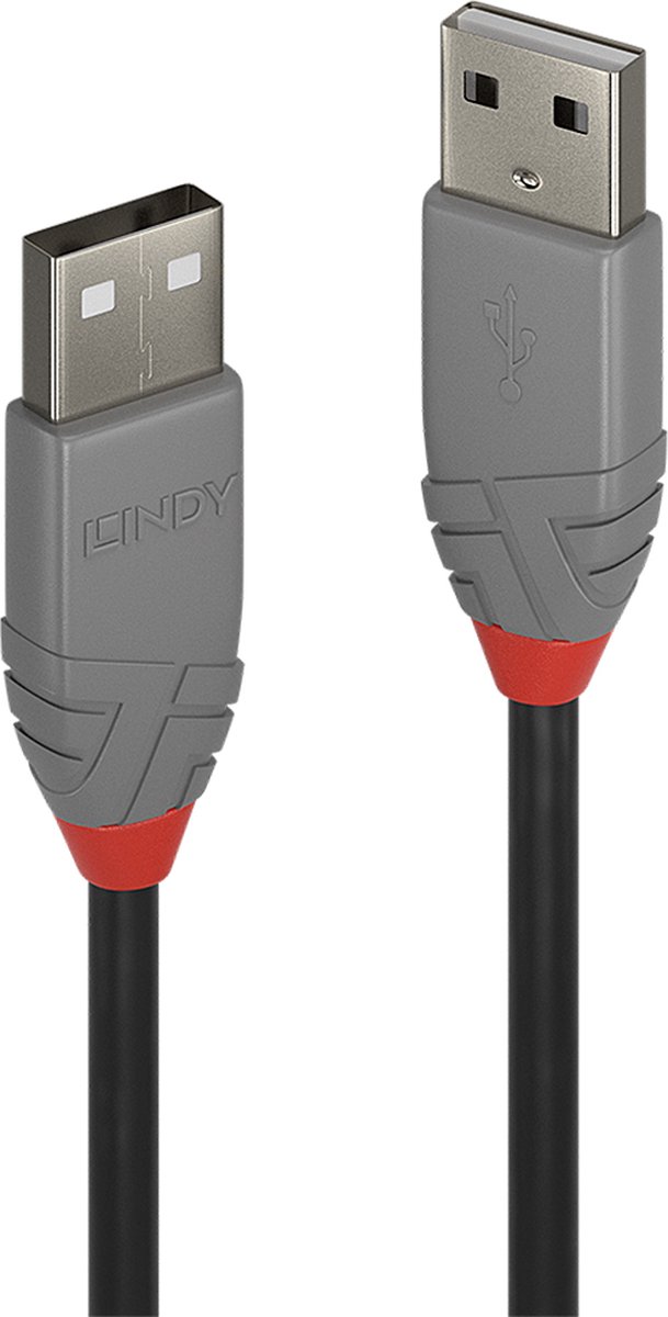 LINDY USB-kabel USB 2.0 USB-A stekker, USB-A stekker 1.00 m Zwart, Grijs 36692