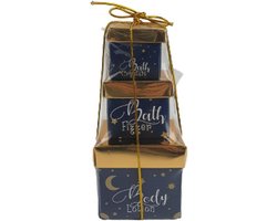 Geschenkset cadeaus - Donkerblauw / Goud - Karton - 3 Stuks - Cadeau - Cadeauset - Geschenkset - Kerstcadeau - Sinterklaascadeau