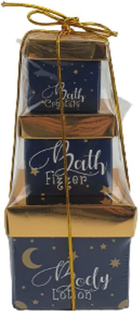 Goedkoopste Geschenkset cadeaus - Donkerblauw / Goud - Karton - 3 Stuks - Cadeau - Cadeauset - Geschenkset - Kerstcadeau - - Moederdag - Moederdag Cadeautje Sinterklaascadeau