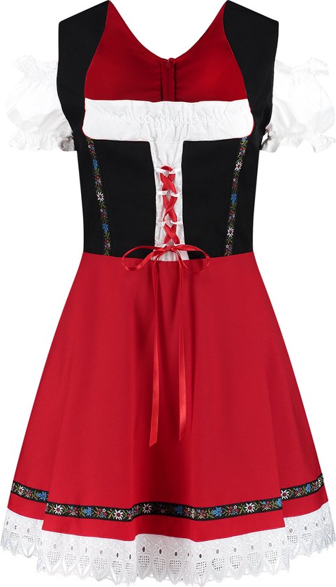 Dirndl jurk Gabi - Dames - Oktoberfest & Tiroler - Rood-Zwart - Maat XL |  bol.com