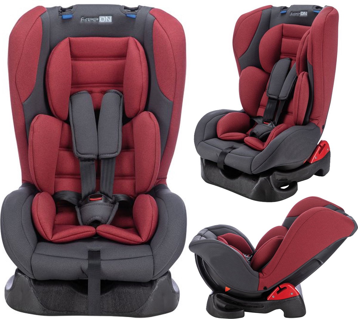 FreeON autostoel Erida Rood-Grijs (0-18kg) - Groep 0+1 autostoel voor kinderen van 0 tot 4 jaar