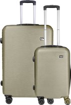 Koffers - Kofferset 2 delig - Handbaggage - met wielen - trolley - Olijf groen