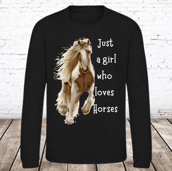 Sweater met paard zwart -Awdis-110/116-Trui meisjes