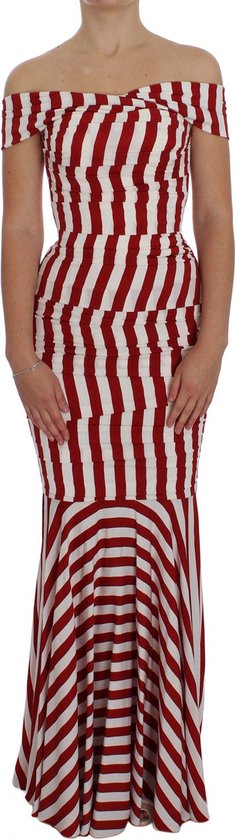 Dolce & Gabbana Red White Silk Stretch Dress