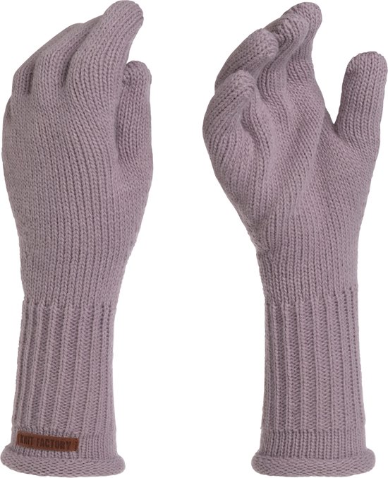 Knit Factory Lana Gebreide Dames Handschoenen - Gebreide winter handschoenen - Roze handschoenen - Polswarmers - Mauve - One Size