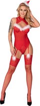 Sexy rode body voor kerst - kerst lingerie setje - luxe kerst string body - sexy lingerie kerst - LivCo Corsetti - S/M - Rood