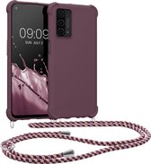 kwmobile telefoonhoesjegeschikt voor Oppo A74 (5G) / A54 (5G) - Hoesje van siliconen met telefoonkoord - In bordeaux-violet
