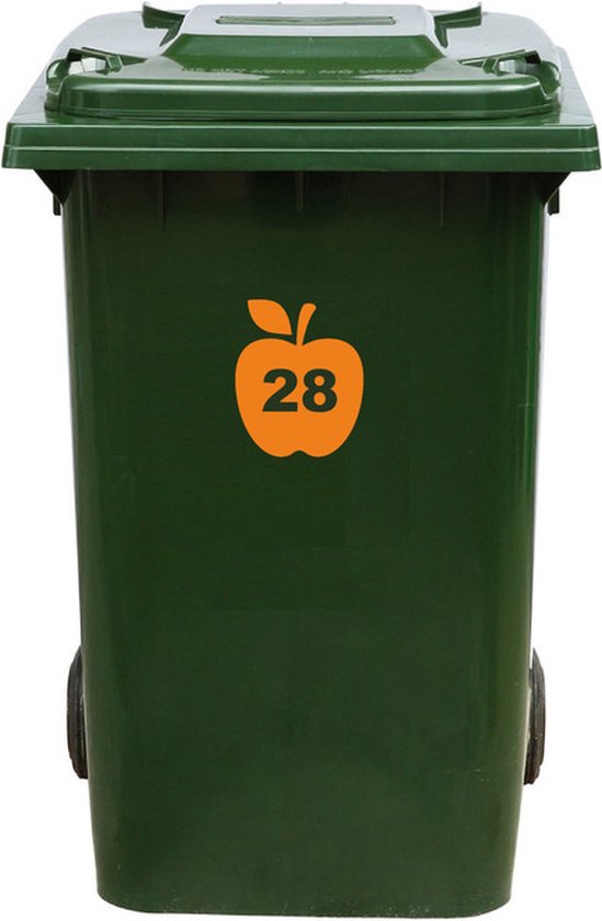 Kliko Sticker / Vuilnisbak Sticker - Appel - Nummer 28 - 16,5x20 - Oranje