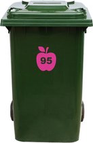 Kliko Sticker / Vuilnisbak Sticker - Appel - Nummer 95 - 16,5x20 - Roze