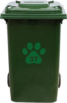 Kliko Sticker / Vuilnisbak Sticker - Hondenpoot - Nummer 37 - 18x16,5 - Groen