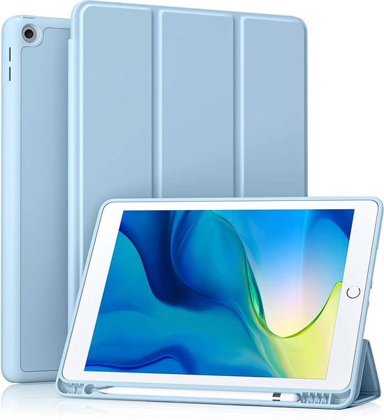 Coque iPad 10.2 - Coque Tri-Fold - Blauw Clair - Compatible avec Apple iPad  7/8/9 -... | bol.com