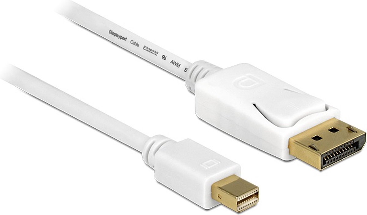 DeLOCK Mini DisplayPort - DisplayPort kabel - versie 1.2 (4K 60 Hz) / wit - 1 meter