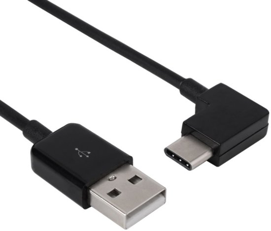 USB-C haaks naar USB-A kabel - USB2.0 - tot 1A / zwart - 0,20 meter