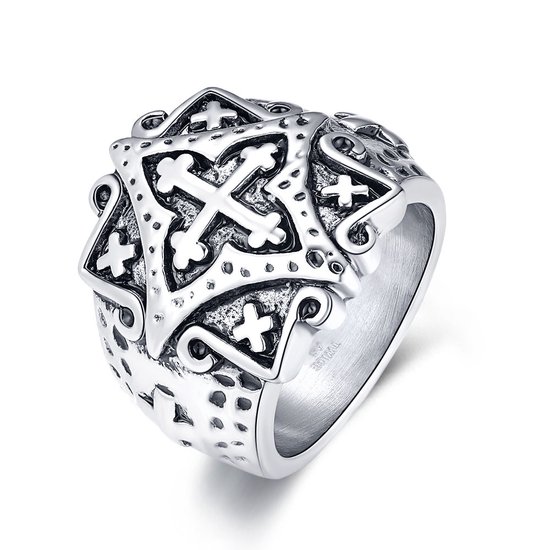Indigious Nice Rings Twice As Nice Ring in edelstaal, kruis in ruit 62 | bol